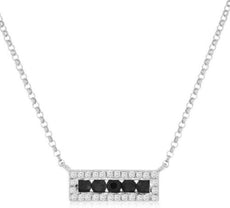 .36CT DIAMOND & AAA SAPPHIRE 14KT WHITE GOLD 3D 5 STONE RECTANGULAR FUN NECKLACE