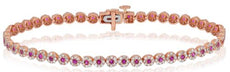2.33CT DIAMOND & AAA RUBY 14K ROSE GOLD 3D MULTI FLOWER ETERNITY TENNIS BRACELET