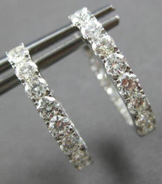 ESTATE 1.45CT DIAMOND 18KT WHITE GOLD 3D INSIDE OUT OVAL HOOP HANGING EARRINGS