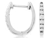 ESTATE .25CT DIAMOND 14KT WHITE GOLD ROUND JOURNEY HUGGIE HOOP HANGING EARRINGS