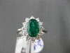 ESTATE LARGE 2.14CT DIAMOND & AAA EMERALD PLATINUM 3D OVAL HALO ENGAGEMENT RING