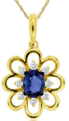 .47CT DIAMOND & AAA TANZANITE 14KT YELLOW GOLD 3D OVAL & ROUND FLOATING PENDANT