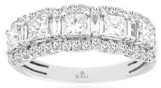 1.3CT DIAMOND 14KT WHITE GOLD 3D PRINCESS BAGUETTE & ROUND 5 STONE CLASSIC RING