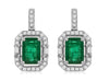 2.41CT DIAMOND & AAA EMERALD 14K WHITE GOLD SQUARE OCTAGON HALO HANGING EARRINGS