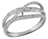 ESTATE .47CT DIAMOND 14K WHITE GOLD CLASSIC ROUND MULTI ROW CRISS CROSS FUN RING