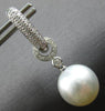 LARGE .50CT DIAMOND & AAA SOUTH SEA PEARL 18K WHITE GOLD HUGGIE HANGING EARRINGS