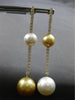 ESTATE LARGE 1.68CT DIAMOND AAA GOLDEN & WHITE SOUTH SEA PEARL 18K YELLOW GOLD EARRINGS