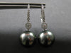 .37CT DIAMOND & AAA TAHITIAN PEARL 18KT WHITE GOLD 3D SOLITAIRE HANGING EARRINGS