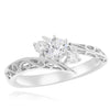 .55CT DIAMOND 14KT WHITE GOLD 3 STONE FILIGREE CRISS CROSS DIAGONAL LOVE RING