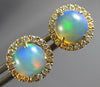 2.63CT DIAMOND & AAA AUSTRALIAN OPAL 14KT YELLOW GOLD ROUND HALO STUD EARRINGS