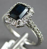 1.71CT DIAMOND & AAA SAPPHIRE 14K WHITE GOLD EMERALD CUT & ROUND ENGAGEMENT RING
