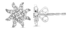 ESTATE .14CT DIAMOND 14KT WHITE GOLD 3D FLORAL STAR CLASSIC STUD EARRINGS