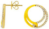 .24CT DIAMOND & YELLOW ENAMEL 14K YELLOW GOLD DOUBLE CIRCULAR LOVE KNOT EARRINGS