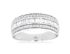 .75CT DIAMOND 14KT WHITE GOLD 3D ROUND & BAGUETTE 3 ROW WEDDING ANNIVERSARY RING