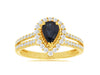 1.4CT DIAMOND & AAA SAPPHIRE 14KT 2 TONE GOLD PEAR SHAPE & ROUND FRIENDSHIP RING
