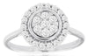 ESTATE .50CT DIAMOND 14KT WHITE GOLD 3D FLOWER HALO LOVE RING