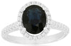 2.54CT DIAMOND & AAA SAPPHIRE 14KT WHITE GOLD OVAL & ROUND HALO ENGAGEMENT RING
