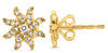 ESTATE .14CT DIAMOND 14KT YELLOW GOLD 3D FLORAL STAR CLASSIC STUD EARRINGS