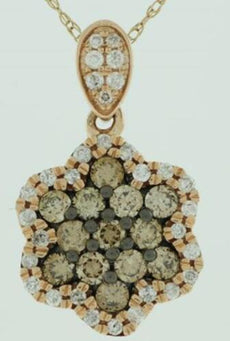 .58CT WHITE & CHOCOLATE FANCY DIAMOND 14K ROSE GOLD FLOWER STAR OF DAVID PENDANT