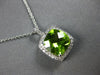 ESTATE 2.20CT DIAMOND & AAA PERIDOT 14KT WHITE GOLD SQUARE HALO FLOATING PENDANT