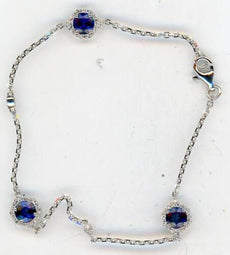 1.56CT DIAMOND & AAA SAPPHIRE 14KT WHITE GOLD FLORAL HEXAGON STAR LOVE BRACELET