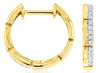 ESTATE .12CT DIAMOND 14KT YELLOW GOLD BAMBOO DESIGN HUGGIE HOOP HANGING EARRINGS