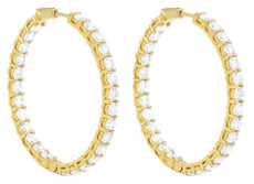 ESTATE 10.3CT DIAMOND 18KT YELLOW GOLD SHARED PRONG INSIDE OUT HANGING EARRINGS