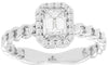 .45CT DIAMOND 14KT WHITE GOLD ROUND & BAGUETTE SQUARE MULTI LINK FRIENDSHIP RING