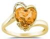 3.77CT DIAMOND & AAA CITRINE 14KT YELLOW GOLD 3D HEART SHAPE SOLITAIRE LOVE RING