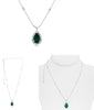 5.42CT DIAMOND & AAA EMERALD 18K WHITE GOLD PEAR SHAPE ROUND & BAGUETTE NECKLACE