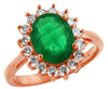 ESTATE 3.05CT DIAMOND & AAA EMERALD 14KT ROSE GOLD OVAL & ROUND CLASSIC FUN RING