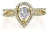 ESTATE .67CT DIAMOND 18K YELLOW GOLD ROUND & PEAR SHAPE INFINITY ENGAGEMENT RING