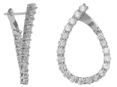 3.65CT DIAMOND 14KT YELLOW GOLD SHARED PRONG TEAR DROP SIDEWAY HANGING EARRINGS