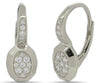 ESTATE .15CT DIAMOND 14KT WHITE GOLD CLUSTER OVAL FUN LEVERBACK HANGING EARRINGS