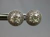 ESTATE 1.06CT DIAMOND 14KT WHITE GOLD 3D CLASSIC SOLITAIRE HALO STUD EARRINGS