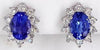 2.78CT DIAMOND & AAA TANZANITE 18KT WHITE GOLD OVAL & ROUND FLOWER STUD EARRINGS