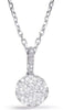 .52CT DIAMOND 14K WHITE GOLD CLASSIC ROUND PAVE FLOWER CIRCULAR FLOATING PENDANT
