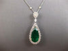 CERTIFIED LARGE 11.68CT DIAMOND & AAA COLUMBIAN EMERALD 18KT WHITE GOLD PENDANT