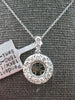.53CT DIAMOND 18KT WHITE GOLD 3D ROUND HALO 4 PRONG SEMI MOUNT FLOATING PENDANT