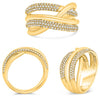 .66CT DIAMOND 14KT YELLOW GOLD ROUND CLASSIC MULTI ROW CRISS CROSS INFINITY RING