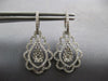 LARGE 1.75CT DIAMOND 14KT WHITE GOLD 3D FLOWER TEAR DROP HUGGIE HANGING EARRINGS