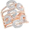 ESTATE WIDE .67CT DIAMOND 18KT ROSE GOLD 3D CLASSIC MULTI ROW OVAL ROPE FUN RING