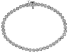 2.0CT DIAMOND 14KT WHITE GOLD 3D CLASSIC MULTI FLOWER ETERNITY TENNIS BRACELET