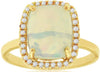 3.03CT DIAMOND & AAA OPAL 14KT YELLOW GOLD CUSHION & ROUND SQUARE HALO LOVE RING