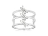 ESTATE .40CT DIAMOND 14KT WHITE GOLD ROUND & BAGUETTE 3 ROW BUTTERFLY LOVE RING
