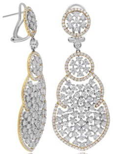 EXTRA LARGE 9.01CT DIAMOND 18K WHITE & ROSE GOLD 3D MULTI CIRCULAR LOVE EARRINGS