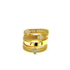 ESTATE .22CT DIAMOND 18KT YELLOW GOLD 3D CLASSIC MULTI FLOWER FUN RING