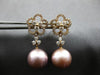 LARGE 1.11CT DIAMOND & AAA PINK SOUTH SEA PEARL 18KT ROSE GOLD HANGING EARRINGS