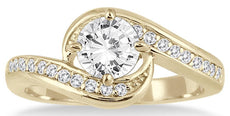 1.2CT DIAMOND 14KT YELLOW GOLD ROUND CRISS CROSS INFINITY LOVE ENGAGEMENT RING