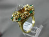 ANTIQUE LARGE 1.56CT DIAMOND & EMERALD 14K 2TONE GOLD FILIGREE WOVEN RING #21277